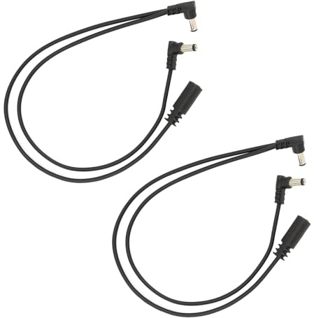 Jyinelx 2pcs 1 to 2 Guitar Pedal Power Cables,guitar cable， Daisy Chain 9V DC Pedal Power Supply Splitter Adapter Plug for Guitar Wire Cord Effect Board Practical Accessories(Black)