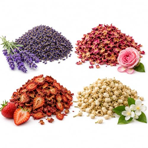 Luftfräschare för doftande torkade blommor - dekorativ aromatisk potpourri för skåp, lådor och hem - doften lavendel, ros, jordgubbe och jasmin - tillverkad i Spanien