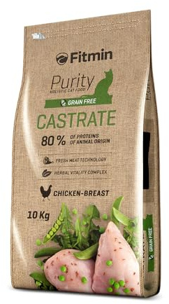 Fitmin Cat Purity Castrate | Katzenfutter trocken | Trockenfutter für sterilisierte/kastrierte Katzen ab 1 Jahr | Hühnerbrust Fleisch und Putenfleisch | Komplettfutter | 10 kg