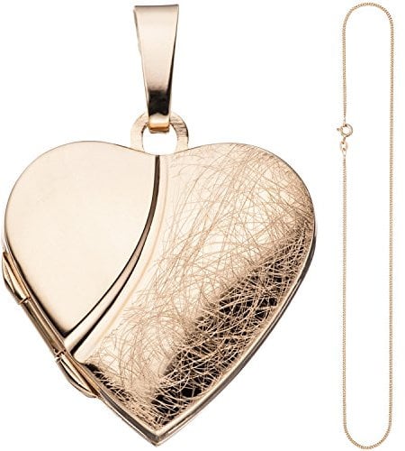 Jobo Damen-Medaillon Herz aus 925 Sterling Silber rosegold vergoldet mit Kette 50 cm