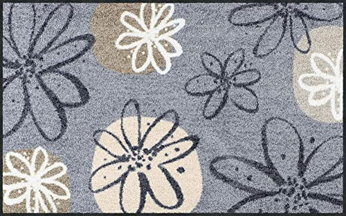 Erwin Müller Fußmatte Koblenz, Schmutzfangmatte, Fußabtreter rutschhemmend, Blumenmotiv - robust, langlebig, pflegeleicht, für Fußbodenheizung geeignet - grau/braun Größe 75x120 cm