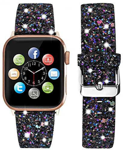 Correa de repuesto para iPhone y mujer, compatible con iWatch de 38 mm, 40 mm, 41 mm, 42 mm, 44 mm, 45 mm, compatible con Apple Watch Series 8/7/6/5/4/3/2/1/SE, 42 mm/44 mm/45 mm/49 mm, cuero, sin
