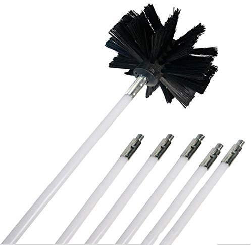 Forart Chimney Brush Chimney Cleaning Brush and Rods Kit Electrical Drill Drive Sweeping Cleaning Tool Kits with with 6 Nylon Flexible Rods 1 Brush Head