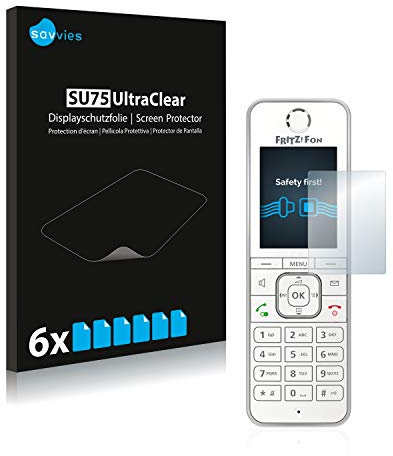 Savvies Schutzfolie für AVM Fritz!Fon C6 | 6 Stück Transparenter Displayschutz Made in Germany Ultra-Klar Displayschutz-Folie