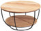 Wohnling Couchtisch 60x34,5x60 cm Akazie Massivholz/Metall Sofatisch, Design Wohnzimmertisch Rund, Stubentisch Industrial Braun, Tisch mit Ablage