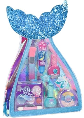 Townley Girl Mermaid Kinderschminke Set | Mädchen Schminkset enthält Lipgloss, Nagellack und mehr | Geburtstagsgeschenk für Kinder ab 3 Jahren