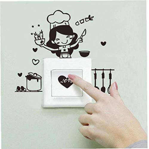 AMOYER Cambio de Imagen Pegatinas Decoración para Interruptor de la Pared Interruptor de la luz engomada de la Cocina del Cocinero Lindo de la Pared del Vinilo Decoración