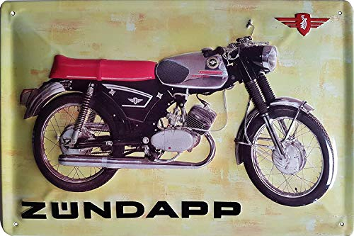 30 x 20 cm Retro Blechschild passend für Zündapp Moped, Motorrad Fans, Deko Werkstatt, Garagen Schild, geprägtes Stahlblech