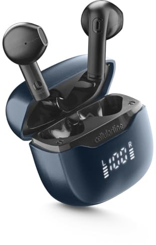 cellularline CORE PRO Auricolari Bluetooth con ENC e 4 Microfoni, Multipoint Technology, Display LED, Autopairing, 30 Ore di Autonomia, Nero
