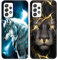 DiaryTown 2 Pack für Samsung A52 5G / 4G / A52s 5G Hülle, Ultra Dünn Silikon Bumper Schutzhülle Stoßfest mit Muster Motiv Schwarz Handyhüllen Weich TPU Cover für Galaxy A52 5G / 4G - Wolf & Löwe