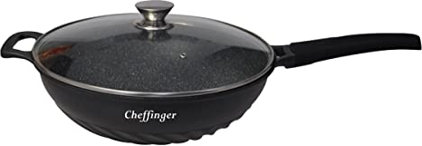 Cheffinger Pfannen-Set Ø 32cm »WOK Wokpfanne Pfanne mit Glasdeckel Induktion CF-DW32«