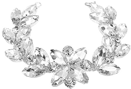 Strassband zum Aufnähen 20,5x3,4cm, Elegante Blumenkette aus Kristall-Strass in Silber, für Brautschmuck, DIY Näharbeiten, Brautstrauß Verzierungen