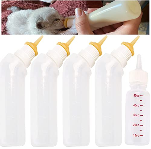 Gufastoe 5pcs Pet Feeding Original Silicone Nipple with Bottle for Puppy Dog Cat or Other Pets