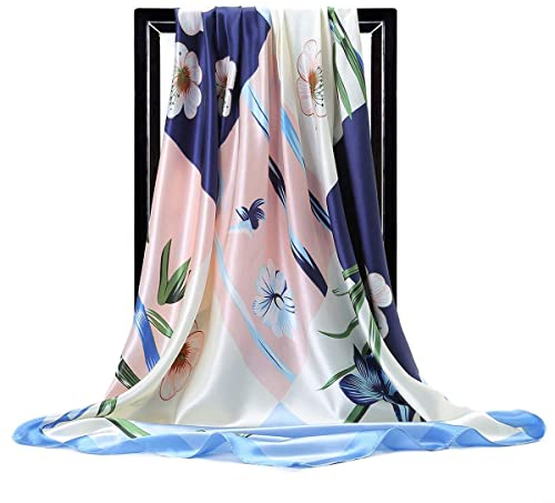 FAIRYGATE Seidenschal Damen Klassisch Quadratischer Schal Weiche Warmer Maulbeerseide Französische Art Kopftuch Geschäfts Stil Mode Dekoration Bandana Haarband Frühling Herbst 75005