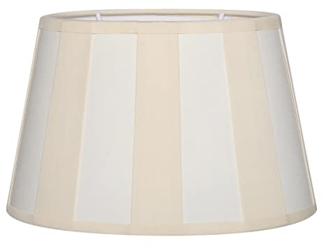 Brillibrum Design Lampenschirm gestreift Tischlampenschirm mit Streifenmuster für E14 Lampenfassung E27 Streifen Design Tischleuchte oval rund Stoff (Rund: 20x15x12cm, Beige - Creme)