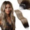 Vivien Pre Bonded Microring Extensions Echthaar Balayage Micro Ring Haarverlängerungen Echthaar Ombre Dunkelbraun bis Hellbraun und Mittelblond 55cm 50g/50s
