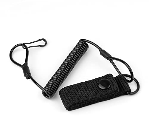 GEBAUM Spirale Schlüsselring, Schwarz Tactical Lanyard, Elastisch Angeln Lanyards, Ausziehbar auf 120 cm, Leicht und Kompakt, kann zum Aufhängen von Schlüsseln, Angeln und Camping Verwendet Werden