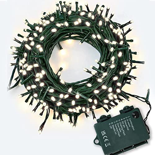 ASAB Battery Operated LED Lights | 50 LED Outdoor Decoration Lights | Waterproof Battery Box | 8 Flashing Modes | Indoor Outdoor Fairy Lights | Christmas Wedding Festive Decoration - Cool White