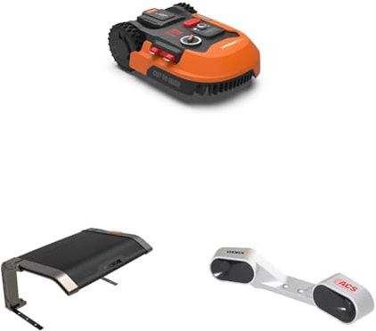 WORX WR167E Mähroboter Bundle für bis zu 700 m² – inkl. ACS Kollisionsschutz WA0860 & Garage WA0810 – App-Steuerung, AIA™ Navigation, automatischer Rasenmäher