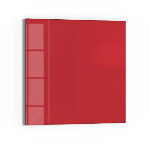 DEQORI Glas-Magnettafel | 50x50 cm groß | Unifarben - Rot | Memo-Board aus Glas | Magnetboard inkl. Magnete, Stift & Tuch für Küche & Büro | Tafel magnetisch & beschreibbar