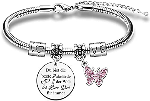 Patentante Armreifen Armband Verstellbar Frauen Muttertag Geburtstag Geschenk SchäTzen Schmuck Andenken Abschluss Danke Begleiten WertschäTzung Weihnachtsgeschenke Niedlicher Schmetterling