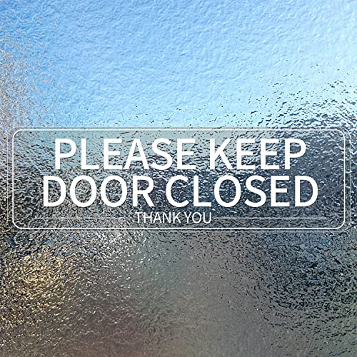 Please Keep Door Closed Sticker Sign Vinyl 76mm x 250mm Self-Adhesive Warning Decal for Window Gate Business Office 5 Pack
