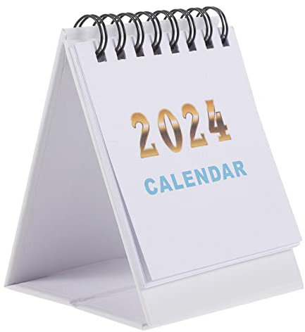 MAGICLULU Wohnkultur Standkalender 1 Buch Mit Mini-Tischkalendern 2024 Stand-Flip-Kalender Mini-Monats-Tischkalender Akademisches Jahr Steh-Tischkalender Für Home Office Weiß