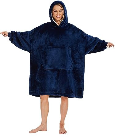 Gentlewarm Oversized Hoodie Sweatshirt Blanket Ultra Soft Sherpa Fleece Snuggle Hoodie Wearable Throw Blanket with Sleeves & Big Pocket, Warm Comfy Hooded Blankets for Adults Women Men Teens
