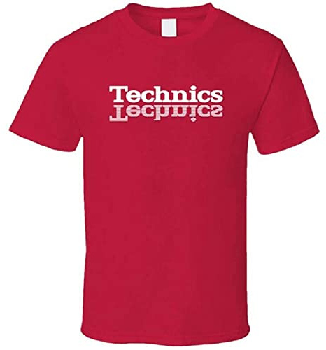interi Technics T Shirt Dj 1200 Turntable Music House Techno Electronic Hip Hop Red L