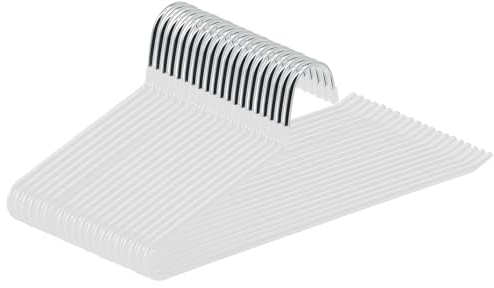 ABHENG Cintres Pantalons, Lot de 20, Accessoires de Rangement, Enfilage Facile, Chromé, Gain de Place, Porte-Pantalon Antiglisse, 38 x 0,5 x 13 cm, Blanc, AIY0520W