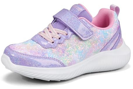 LUCKY STEP Scarpe da Ginnastica alla Moda per Bambini, Scarpe Sportive da Tennis con Paillettes per Ragazzi/Ragazze (Viola, 1US-32EU-13UK)