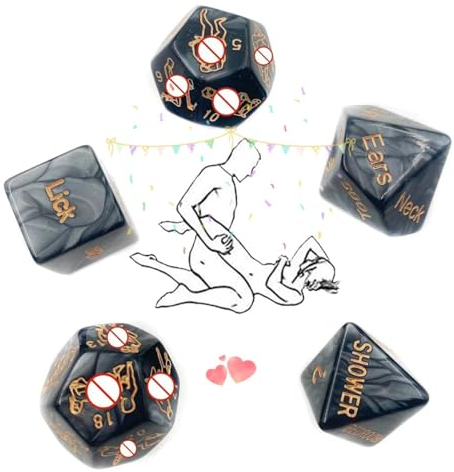 WreGmgg 𝗦𝗲̣𝘅 𝗧σ𝘆𝘀 Black Dice Beyhive, 5 Dadi Neri Per Illuminare Il Tempo Di Gioco-R068