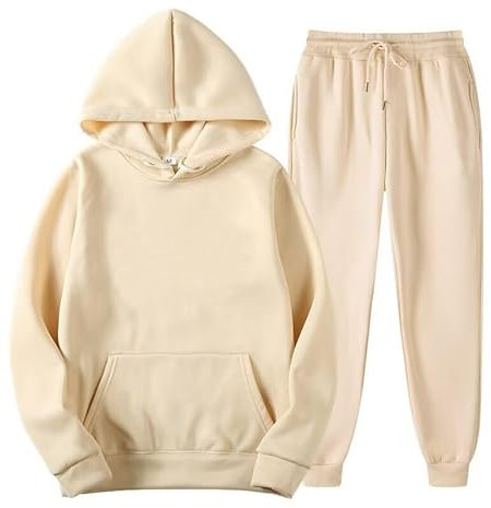 Tielag Tuta da jogging da uomo, con cappuccio, con pantaloni, da uomo, per il tempo libero, con tasche, abbigliamento sportivo, albicocca, M