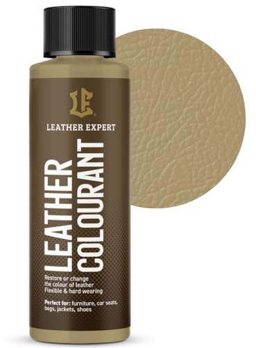 Sehr Deckend Wasser Lederfarbe Dunkelbeige - 50 ml Leather Paint für Natur und ÖkoLeder - Leather Dye Ohne Alkohol für alle Lederaccessoires - Reißt oder Blättert Nicht ab