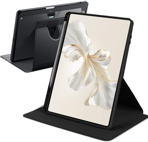 Rotierende Hülle Kompatibel mit Honor Pad 9 12,1 Zoll 2023 mit Stifthalter, Slim Transparente Drehbare Ständer Cover für Honor Pad 9, Schwarz