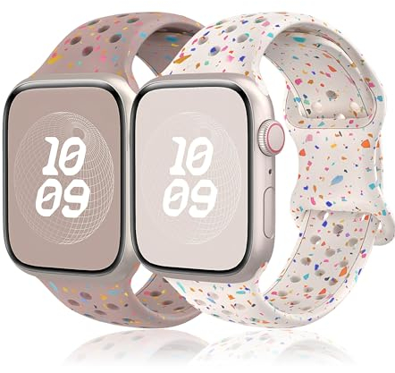 Cinturino per Apple Watch 40mm 45mm 44mm 42mm 46mm 41mm 38mm 49mm,Cinturini Silicone per Apple Watch Serie 10 9 8 7 6 5 4 3 Ultra SE Nike Sport Bracciale Orologio Bands,Band iWatch Donna/Uomo,2 Pezzi