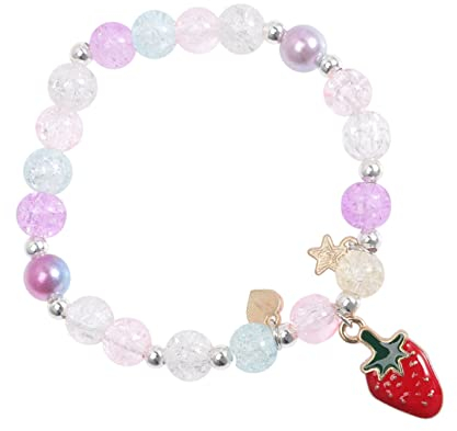LIFKOME Erdbeer Armband Perlenarmband Kleines Mädchen Armband Erdbeer Charm Armband Mädchen Schmuck Armband Für Kleine Mädchen Armband Für Frauen Armband Für Mädchen Perlenarmband