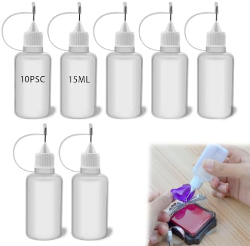 10 Pièces Ultra-fine Tip Applicator Flacons Souples Plastique Souple Bouteille de Colle Vide Flacons à Aiguille en Plastique Bouteille de Précision avec Pointe D'aiguille et capuchon, 15ml