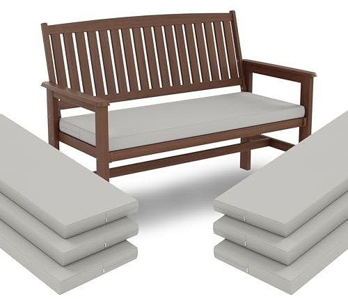 Falflor Outdoor Garden Bench Cushion 3 Seater Long Bench Chair Cushion Pad Non Slip Bench Chair Cushion Pad Porch Swing Cushion with Ties Long Bench Seat Pad for Rattan Sofa Porch Swing Hammock(Grey)