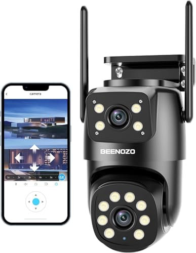 2.5K 4MP Telecamera Wi-Fi Esterno/Interno, 360°PTZ Videocamera Sorveglianza Wifi con Doppio Obiettivo, Visione Notturna a Colori, Rilevamento Umano PIR, Tracciamento di Movimento, Audio a 2 Vie, IP66