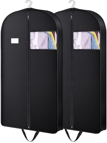 2 Stücke Kleidersack, Anzugtasche Reisetasche Schutzhülle für Mäntel Jacken Kleider Mit Reißverschluss - Schwarz