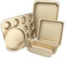 CasaCulina Baking Pans Set, 5-Piece Nonstick Bakeware Sets with Round/Square Cake Pan, Muffin Loaf Roast Pan, Baking Sheets for Oven, Kitchen Cookware Sets Baking Tray Baking Supplies, Gold