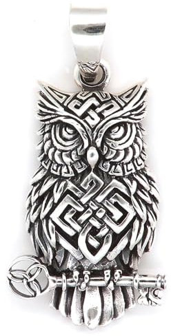 Drachensilber Keltische Eule Anhänger Schmuck 925 Silber Schlüssel Keltischerknoten Kette