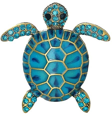 Broche tortue pour femme en alliage avec strass | Broche mignonne pour soirée et les jours, 3,3 * 3,4 * 1 cm, Zinc, Voir description