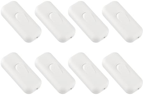 Wippschalter, 6A, 2-polig und 3-polig, für Kleingeräte oder Lampen, Weiß, 8 Stück