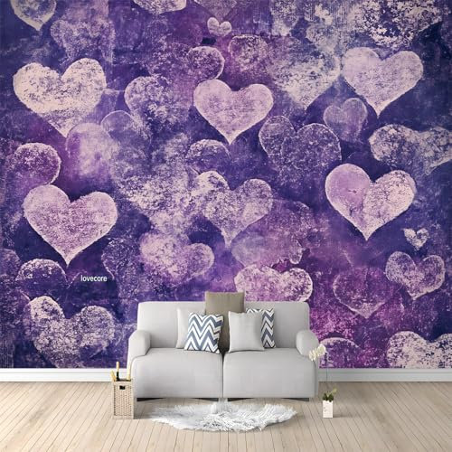 Fototapete 3D Abstrakte Liebe Herz Lila 500x280 cm Vliestapete Wandbild Fototapeten Vlies Tapeten Wandtapete Schlafzimmer Wohnzimmer Kinderzimmer Moderne Wanddeko