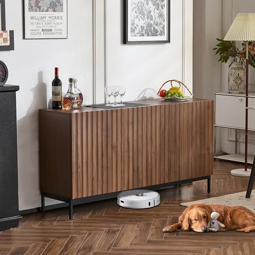 ModernLuxe Sideboard 3 Türen,Küchenschrank Wohnzimmerschrank Esszimmerschrank Flurschrank Holz Sideboard für Wohnzimmer, Esszimmer,150x40x80 cm - Eiche dunkel gemasert