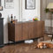 ModernLuxe Sideboard 3 Türen,Küchenschrank Wohnzimmerschrank Esszimmerschrank Flurschrank Holz Sideboard für Wohnzimmer, Esszimmer,150x40x80 cm - Eiche dunkel gemasert