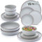 SÄNGER Bombay Stone | Geschirrset 16 teilig, Steingut Geschirr 4 Personen, 4x Speiseteller 4x Dessertteller 4x Schalen 4x Pastateller, Teller Set modern | VALUE COLLECTION
