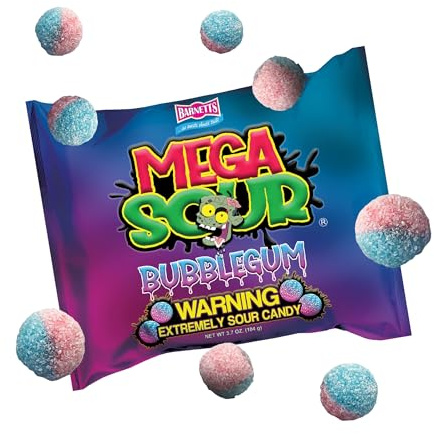 Barnetts - Mega Sour Candy Bubblegum 104g - Trendy Sweet Bags - Traditionally Handmade Sweets - Sour Coating Lasts 20 Seconds - Candies for Party Bag, Gift Hamper, or Hamper Box